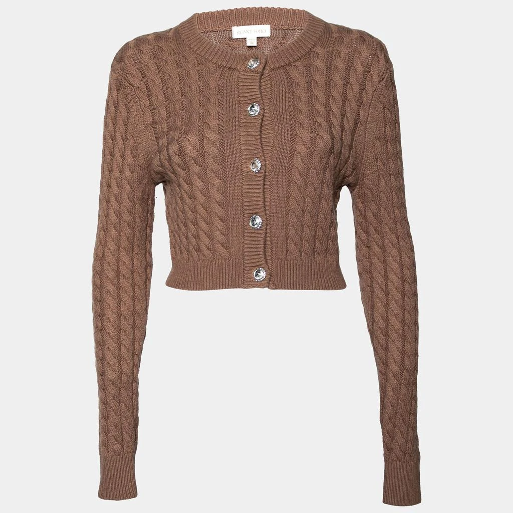 Ronny Kobo Ronny Kobo Brown Cable Knit Wool Cropped Cardigan M 1