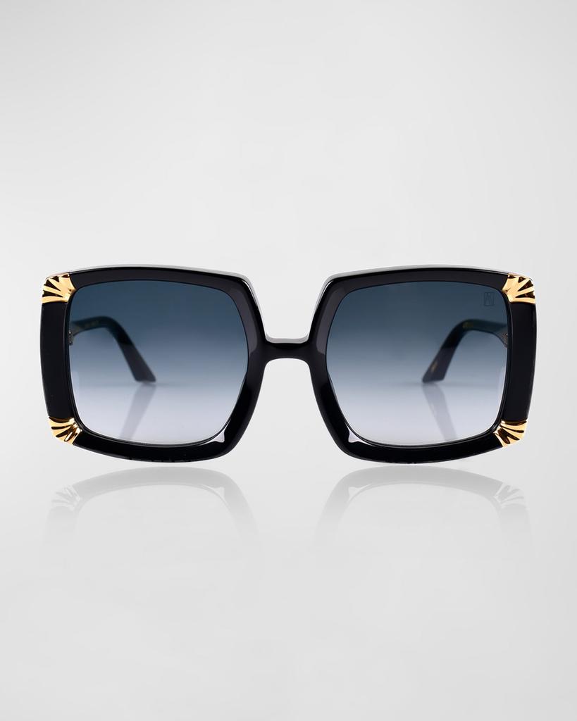 Anna-Karin Karlsson Strawberry Moon Square Black Acetate & Gold-Plated Steel Sunglasses