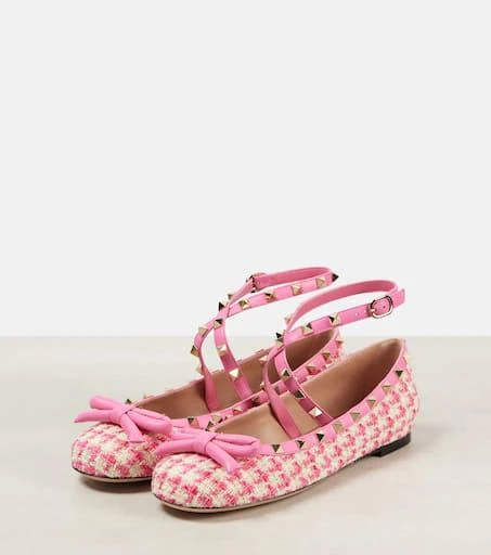 Valentino Rockstud tweed ballet flats 4