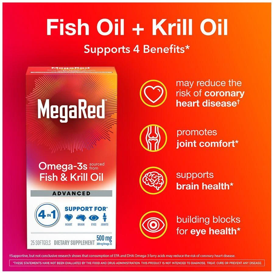 MegaRed Advanced 4 in 1 500 mg Concentrated Omega-3 Fish & Krill Oil Supplement 5