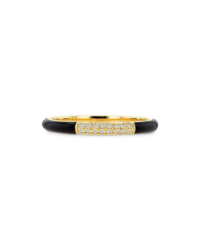Rachel Reid 14K Yellow Gold Diamond Pavé 
Enamel Stacking Band