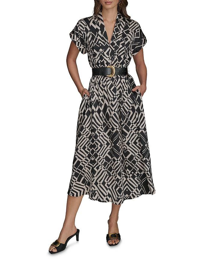 Donna Karan Printed Button Front Midi Dress 1