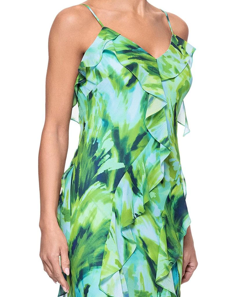 AQUA Printed Ruffle Chiffon Maxi Dress - Exclusive 4