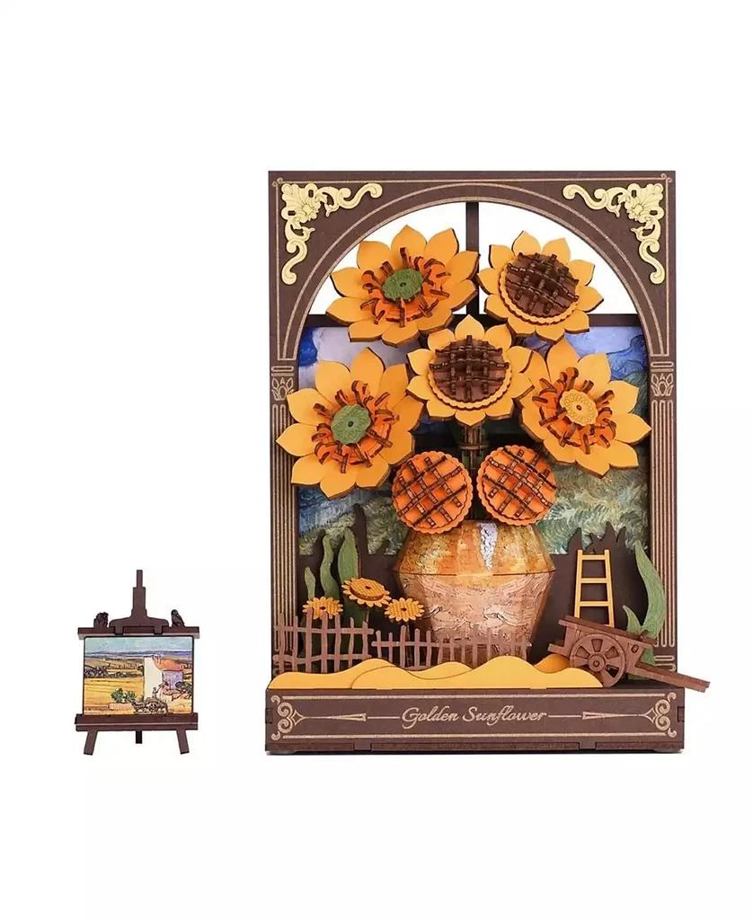 Robotime 3D Puzzles Wooden Puzzle Glittering Golden Sunflower Wall Art Home Decor Home Decor Unique Holiday Gifts for Adult Yellow 6