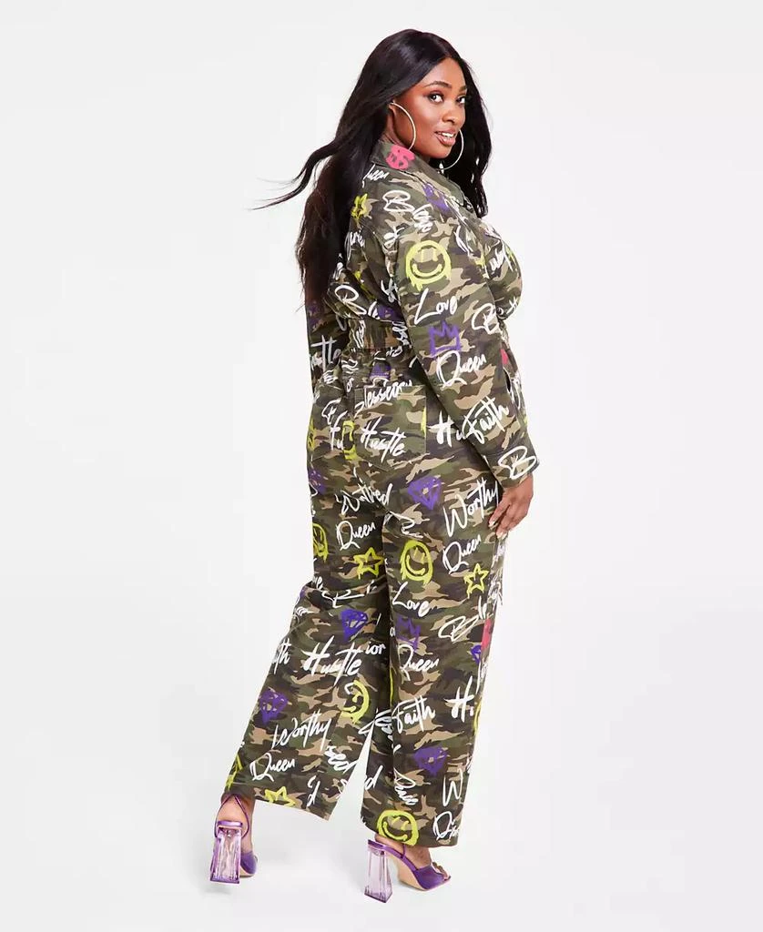 Nina Parker Trendy Plus Size Cotton Twill Camouflage Jumpsuit 2