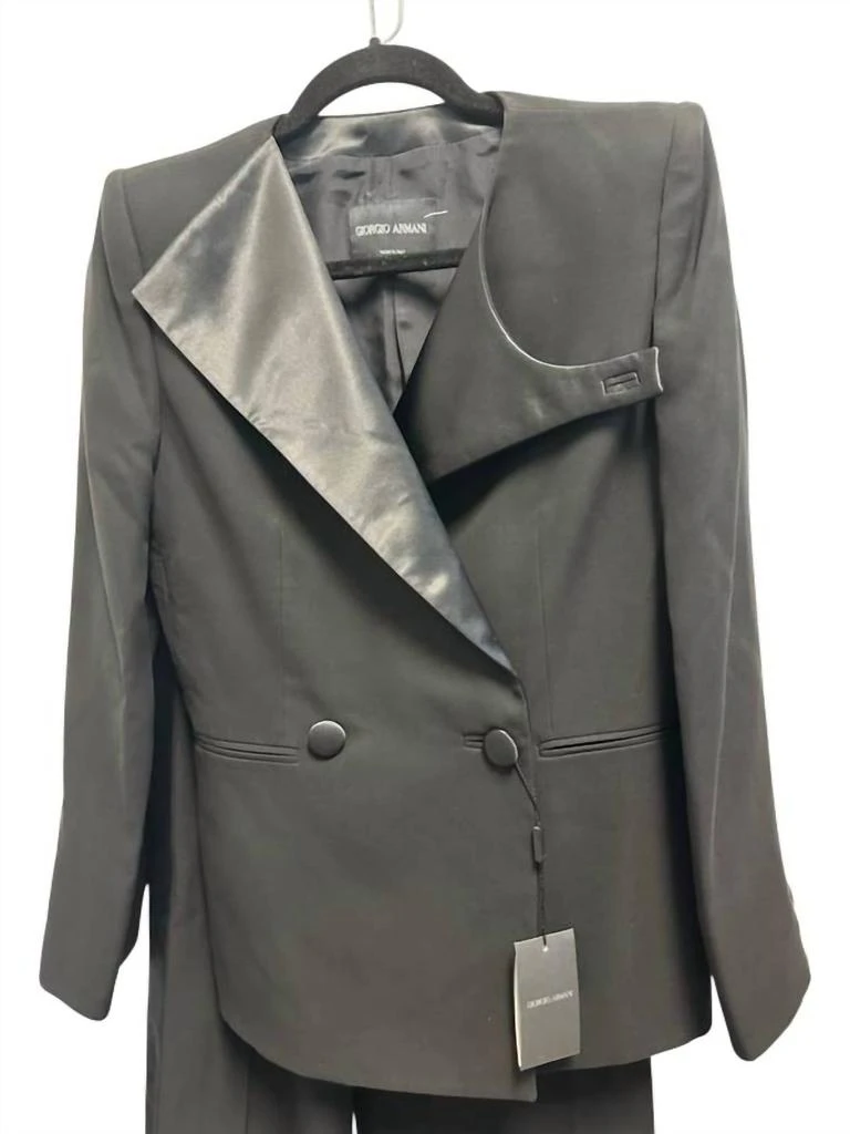 Armani Armani - Pre-loved 2-piece Tuxedo Pants Suit Trimmed In Satin