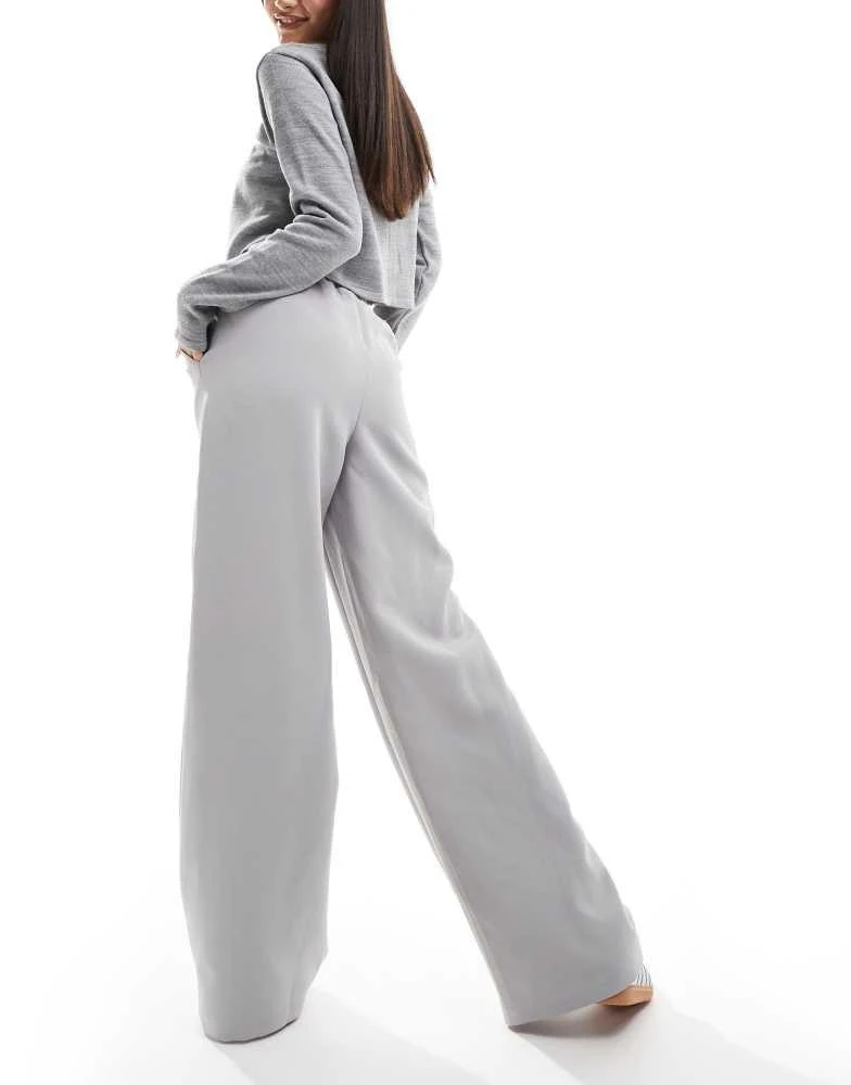 Kaiia Kaiia drawstring contrast waist wide leg trousers in grey 2