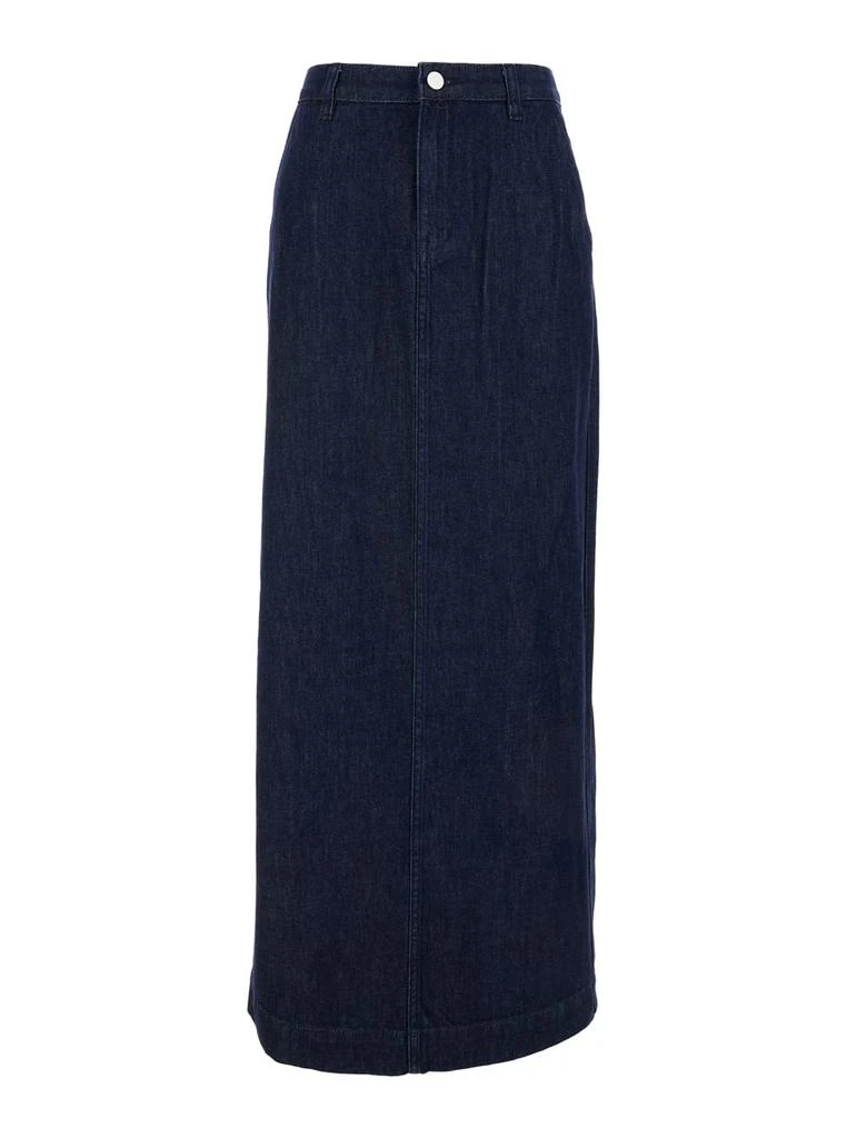 Theory Maxi Blue Skirt With Belt Loops In Cotton Denim Woman 1