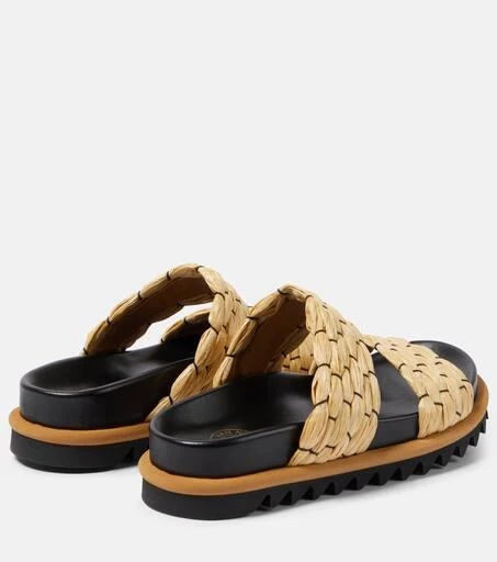 Dries Van Noten Woven and raffia and leather slides 3