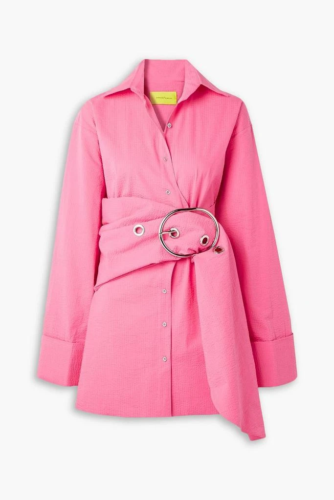 Marques Almeida Belted cotton-seersucker mini shirt dress 1
