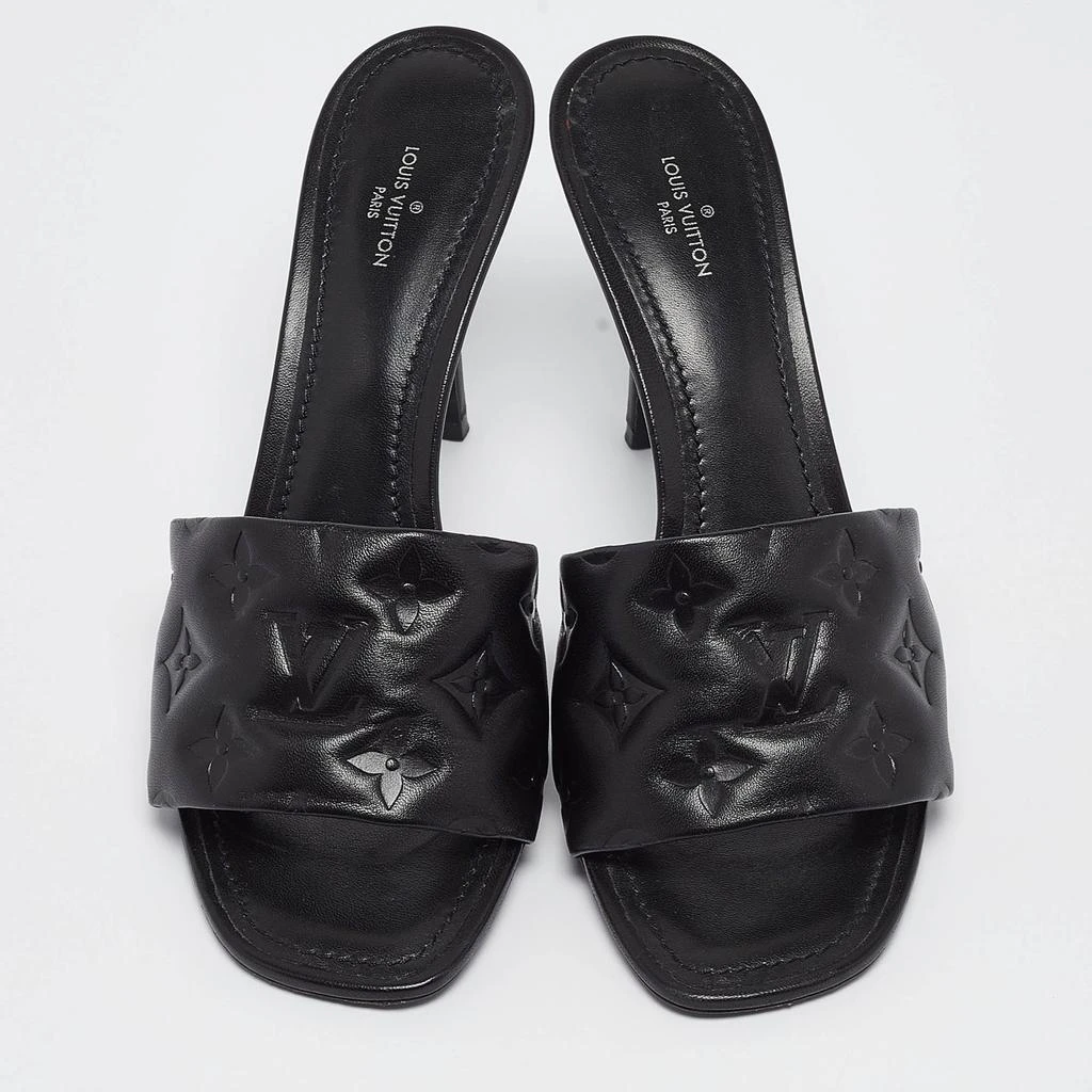 Louis Vuitton Louis Vuitton Black Monogram Embossed Leather Revival Slide Sandals Size 39 3