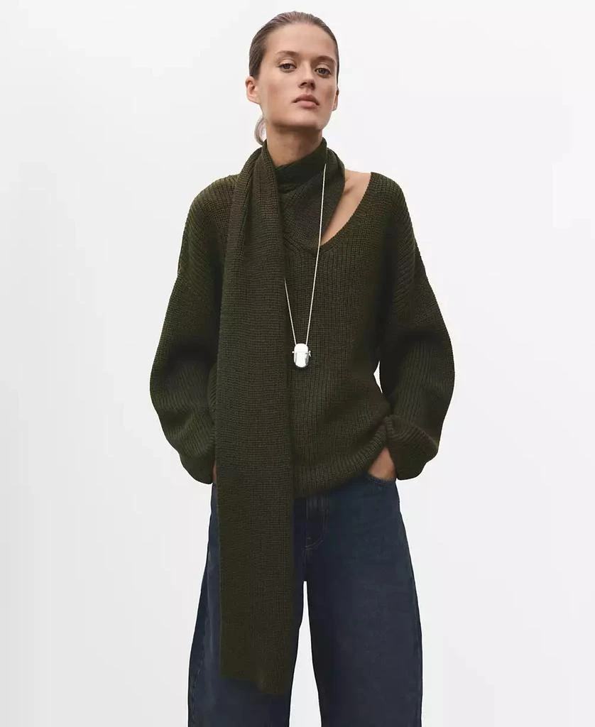 Mango Women's Knitted Scarf Sweater 1