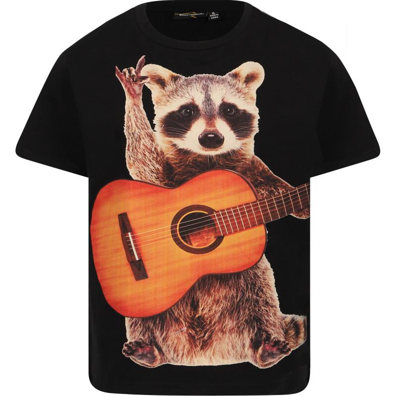 Rock Your Baby Raccoon strummer t shirt in black