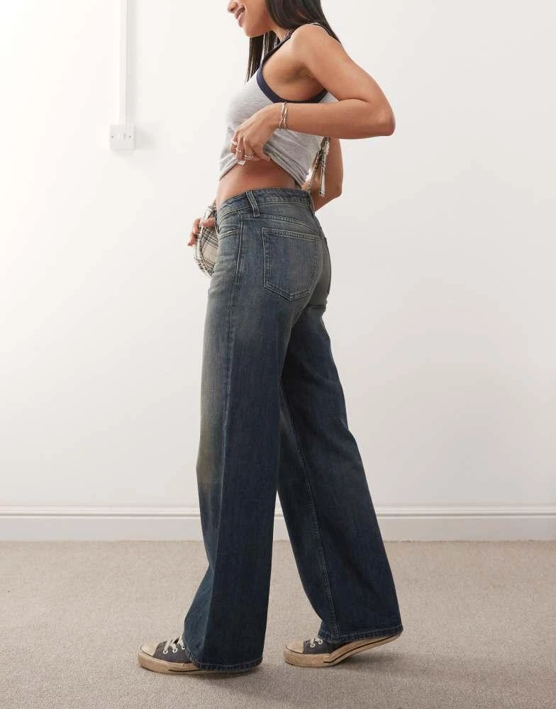 Weekday Weekday Ample low waist baggy fit jeans in heavy blue wash 3