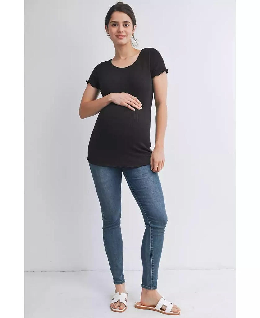 Hello Miz Maternity Scoop Neck Short Sleeve Ribbed Top 2