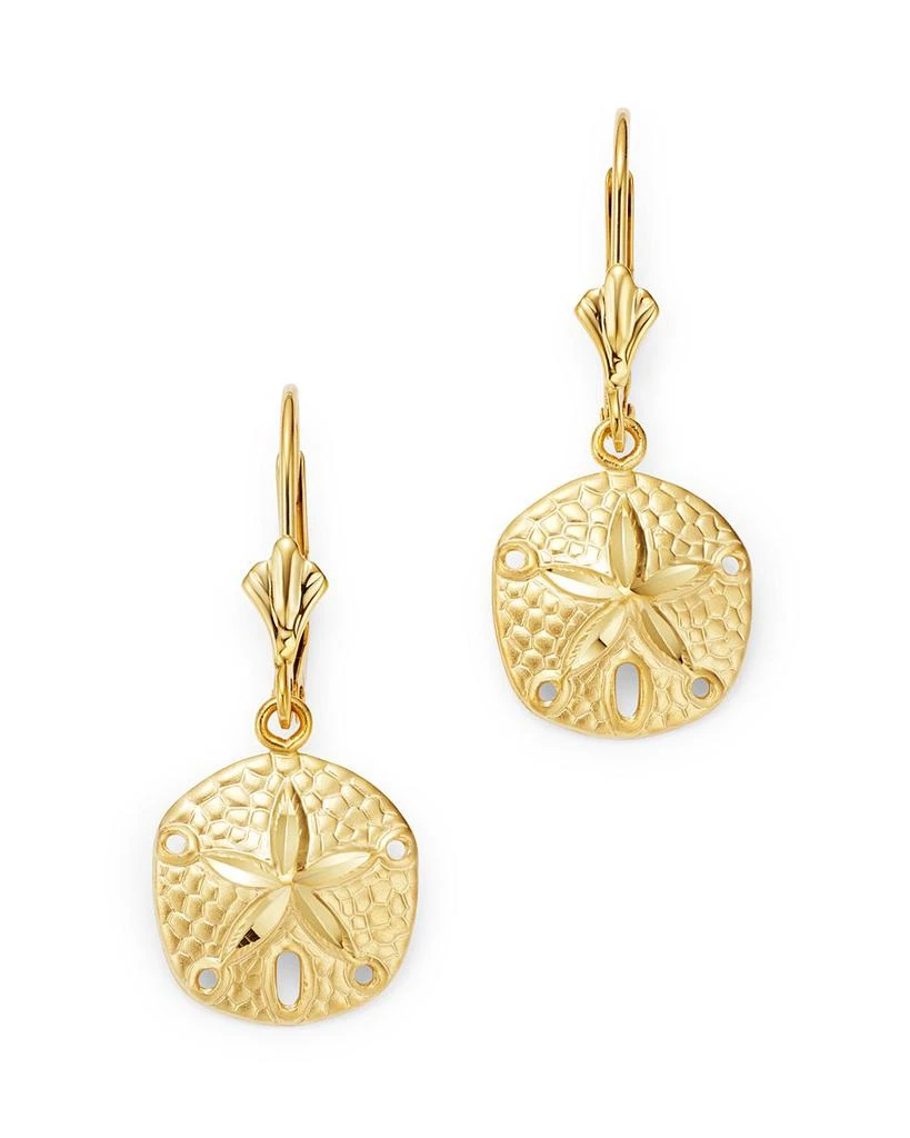 Bloomingdale's Fine Collection Sand Dollar Drop Earrings in 14K Yellow Gold - Exclusive 1