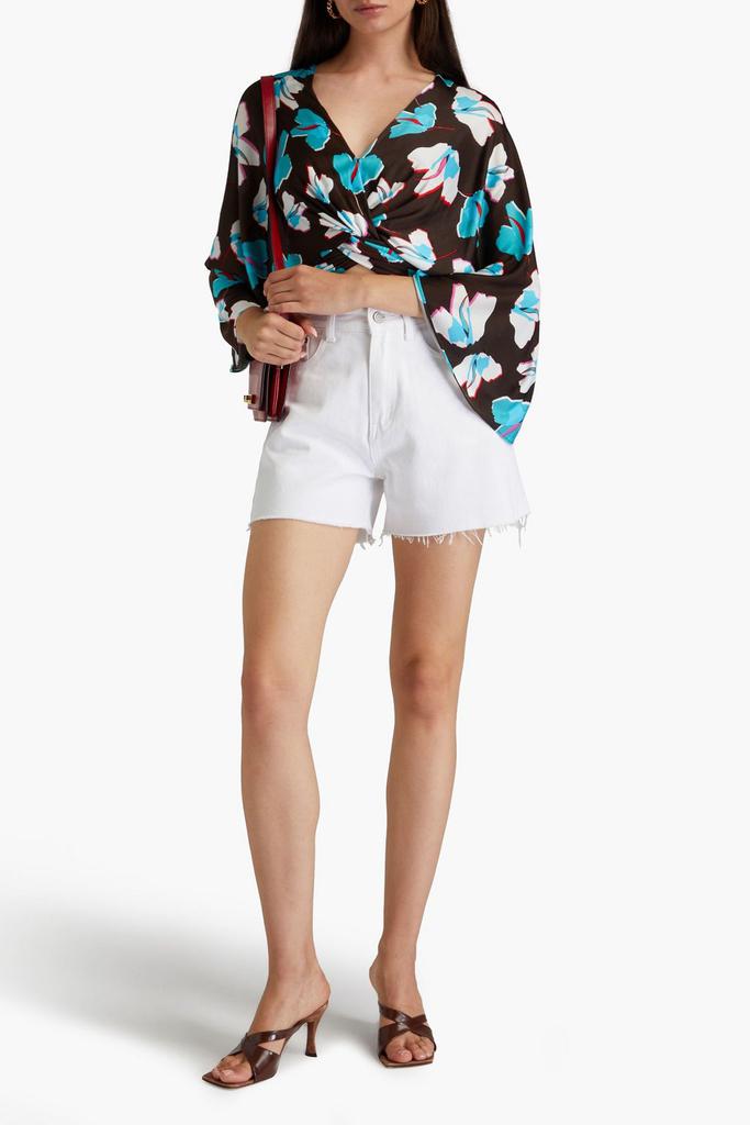 Diane von Furstenberg Fran cropped floral-print jersey top