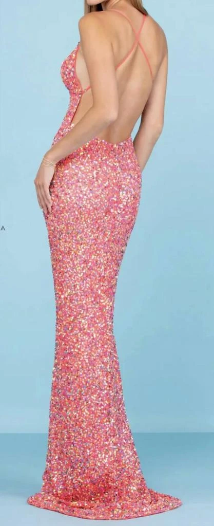 SCALA Sequin Gown With Criss Cross Back In Confetti 2