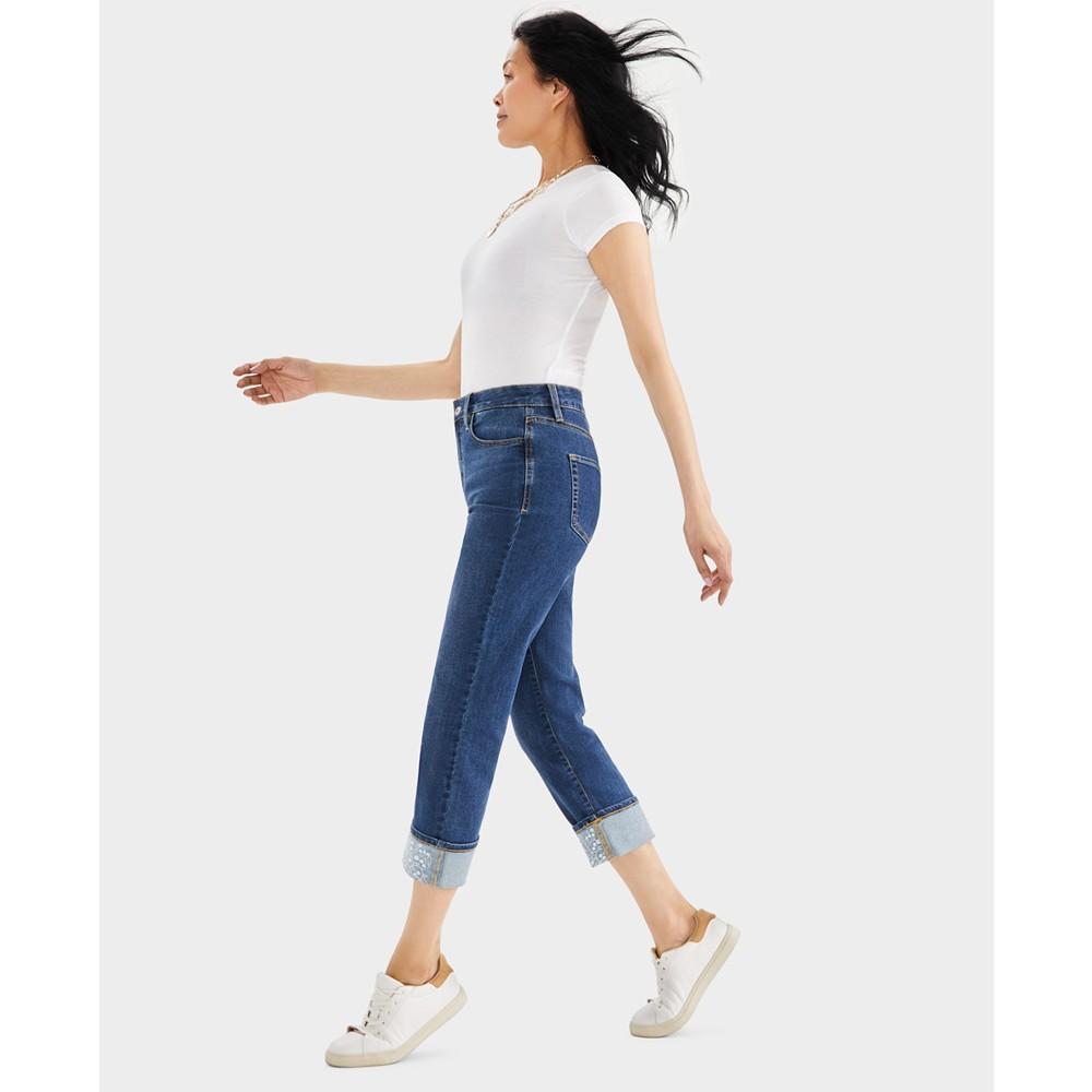 Style & Co Women's High-Rise Embroidered Cuffed Jeans, Created for Macy's