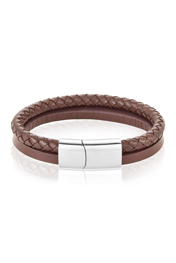 ADORNIA Leather Braided Combo Bracelet 1