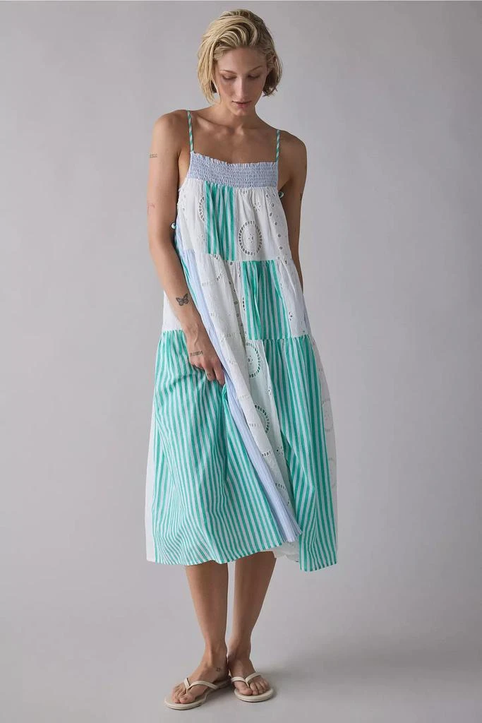 BDG BDG Dakota Side-Tie Patchwork Cotton Midi Dress 1