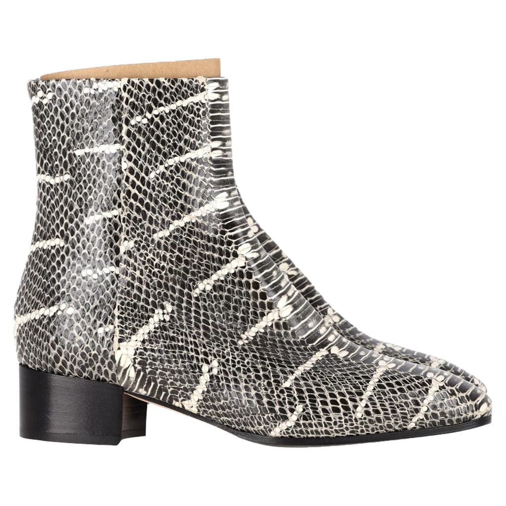 AEYDE Snakeskin-Effect Ankle Boots in Animal Print Leather