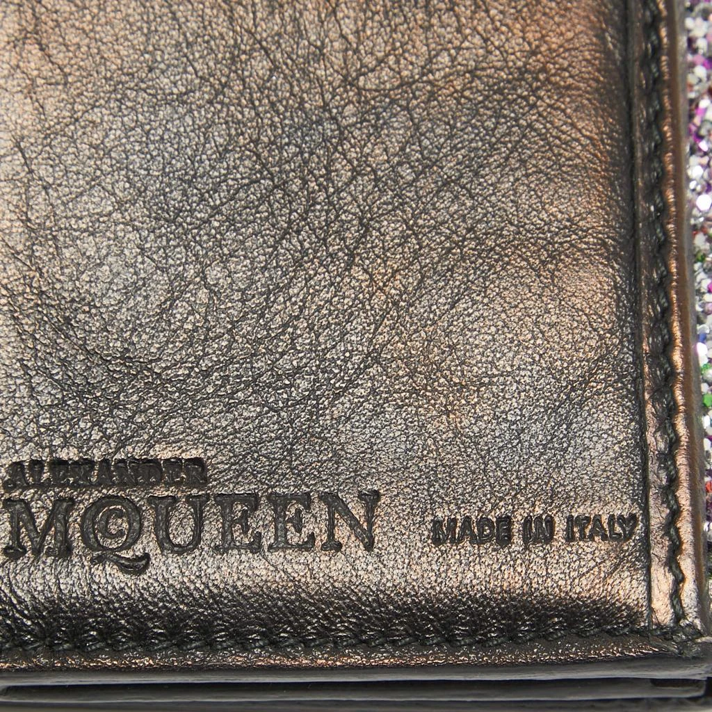 Alexander McQueen Alexander McQueen Silver Glitter and Leather Skull Continental Wallet 10