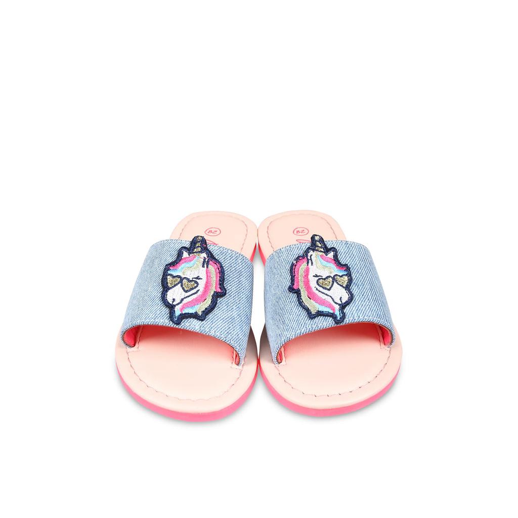 Billieblush Light Blue Slippers For Girl With Unicorn