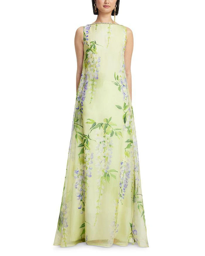 LEO LIN Yumei Silk Embellished Open Back Gown