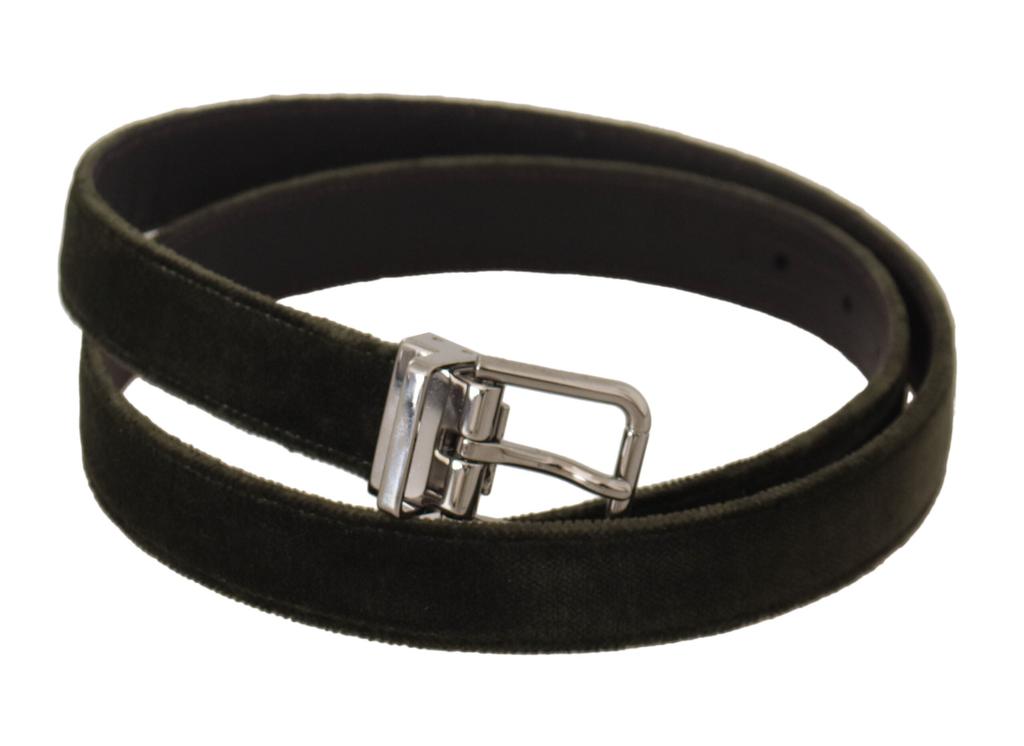 Dolce & Gabbana Dolce & Gabbana Green Velvet Silver Tone Metal Buckle Belt