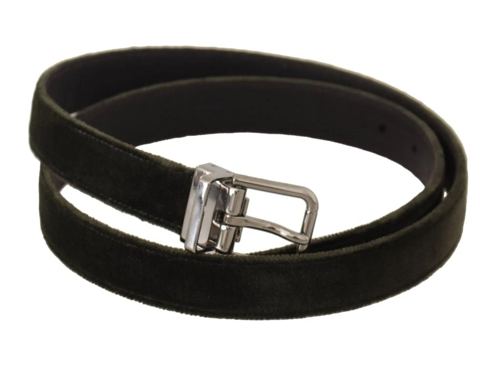 Dolce & Gabbana Dolce & Gabbana Green Velvet Silver Tone Metal Buckle Belt 2