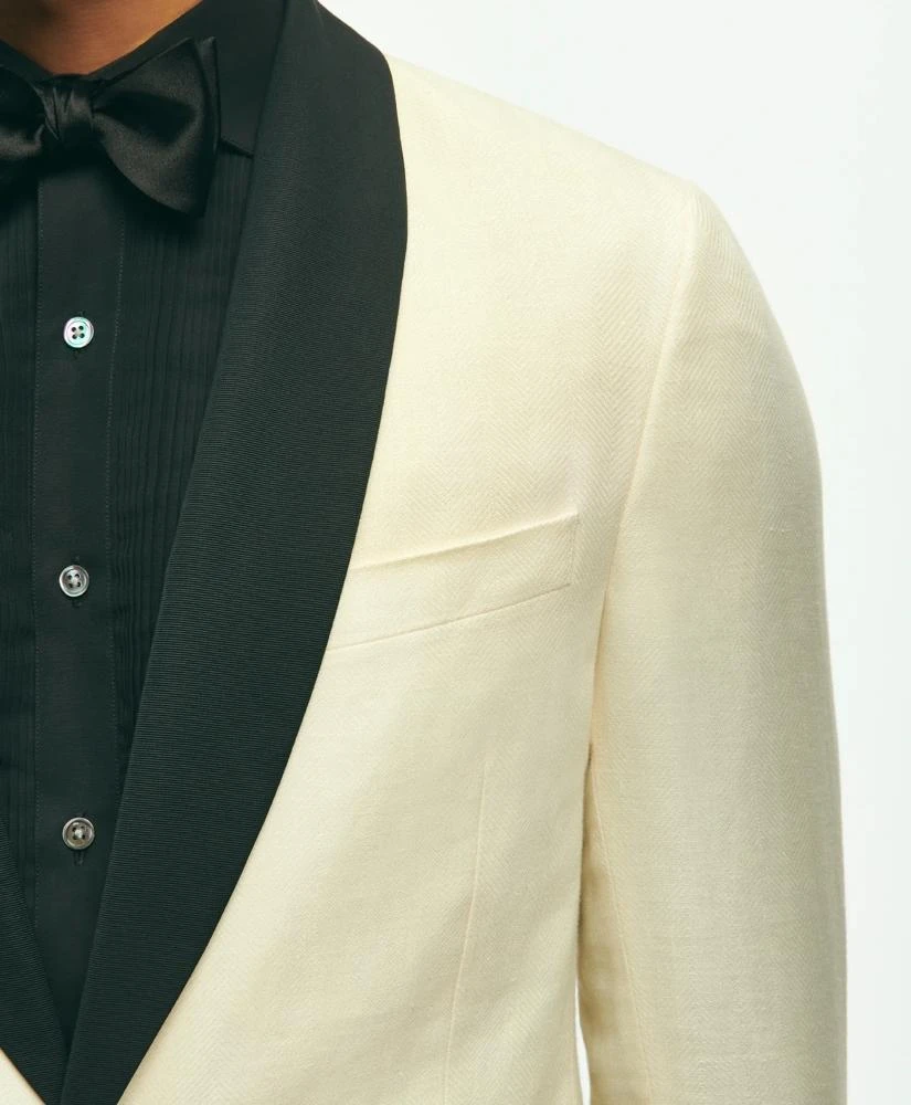 Brooks Brothers Classic Fit 1818 Herringbone Dinner Jacket In Linen-Wool Blend 5