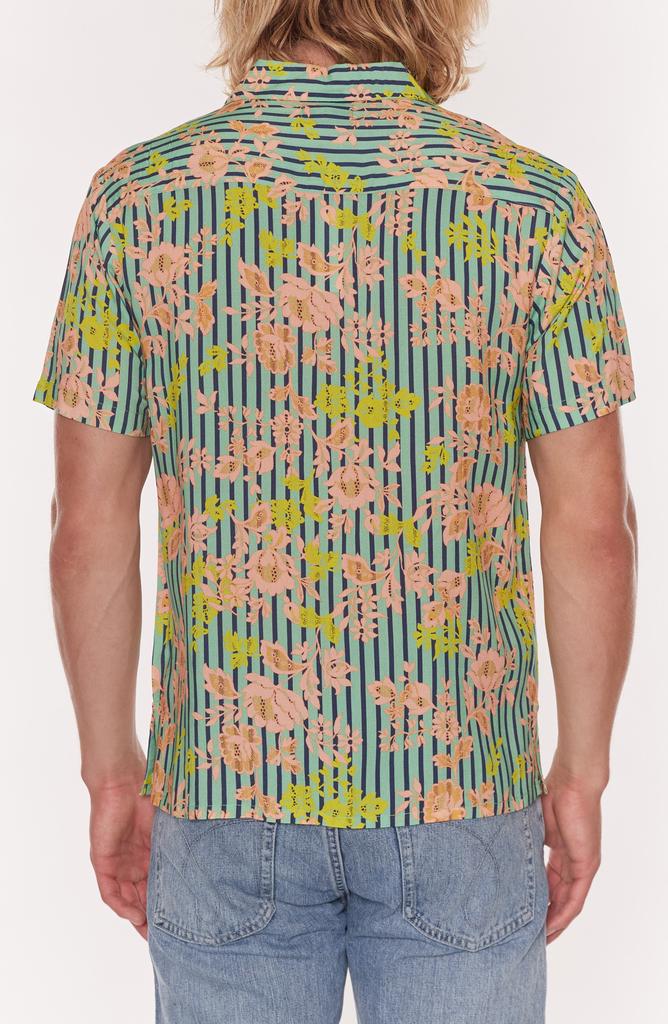 Raga Floral Stripe Short Sleeve Button-Up Shirt
