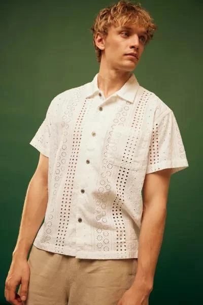 Obey OBEY Sunday Woven Eyelet Short Sleeve Button-Down Shirt 1