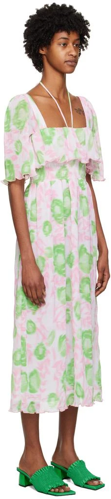 Ganni Pink & Green Smock Midi Dress 2