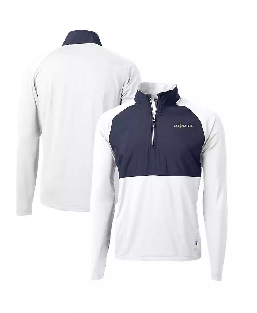 Cutter & Buck Men's White/Navy THE PLAYERS Adapt Eco Knit Hybrid Half-Zip Pullover Top