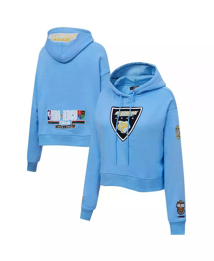 Pro Standard Women's Light Blue Southern University Jaguars 2023 NBA All-Star Game x HBCU Classic Chenille Crop Pullover Hoodie