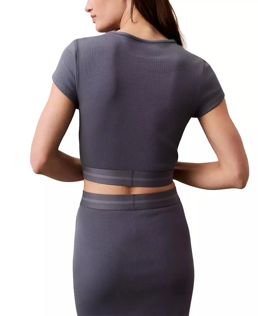 Calvin Klein Women
s Ribbed Cropped Tee QS7349 3