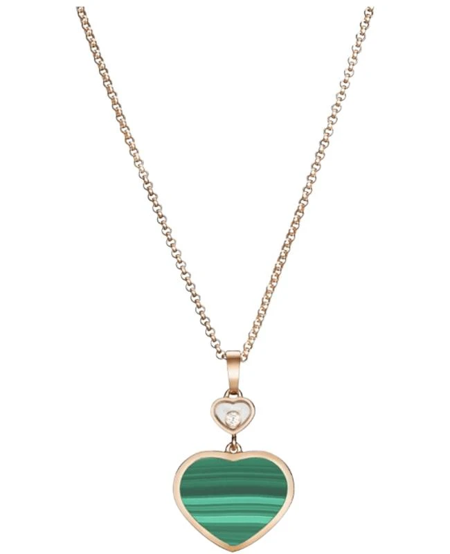 Chopard Chopard Happy Hearts Icons 18K Rose Gold, Diamond and Malachite Women's Pendant 797482-5151 1