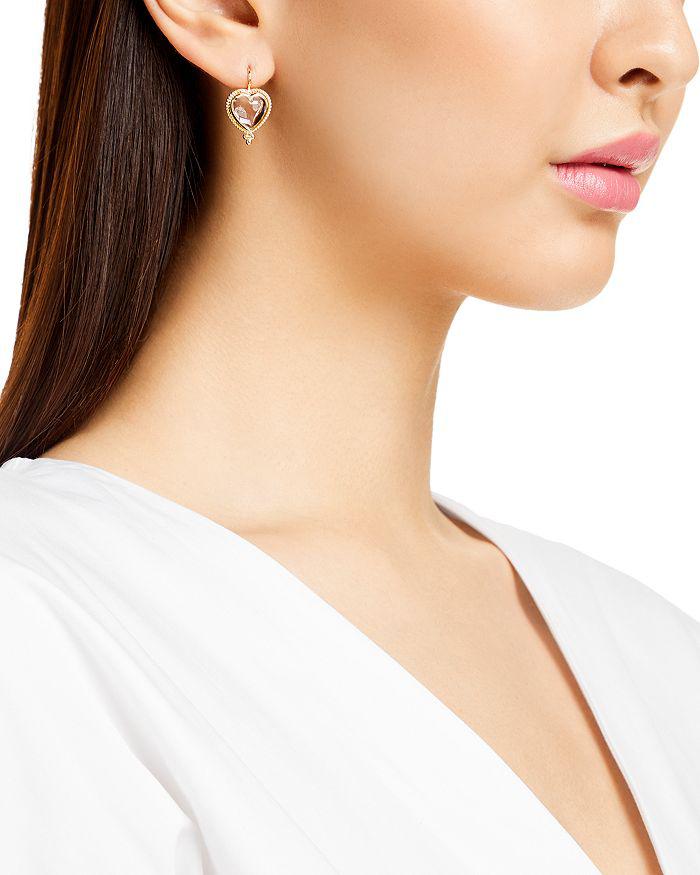 Temple St. Clair 18K Yellow Gold Rock Crystal Heart Earrings