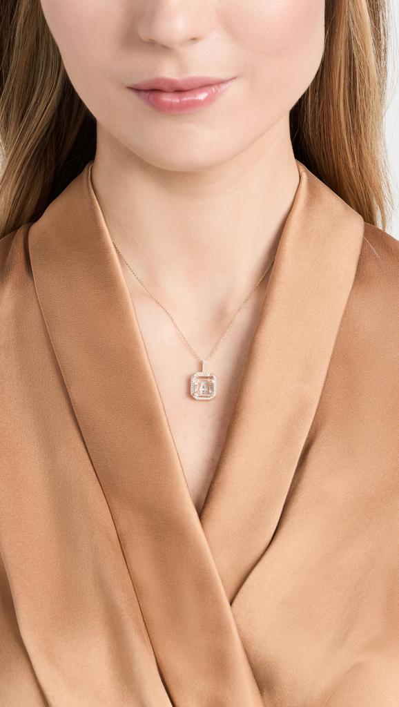 MATEO Diamond Frame Crystal Quartz Secret Diamond Initial Necklace