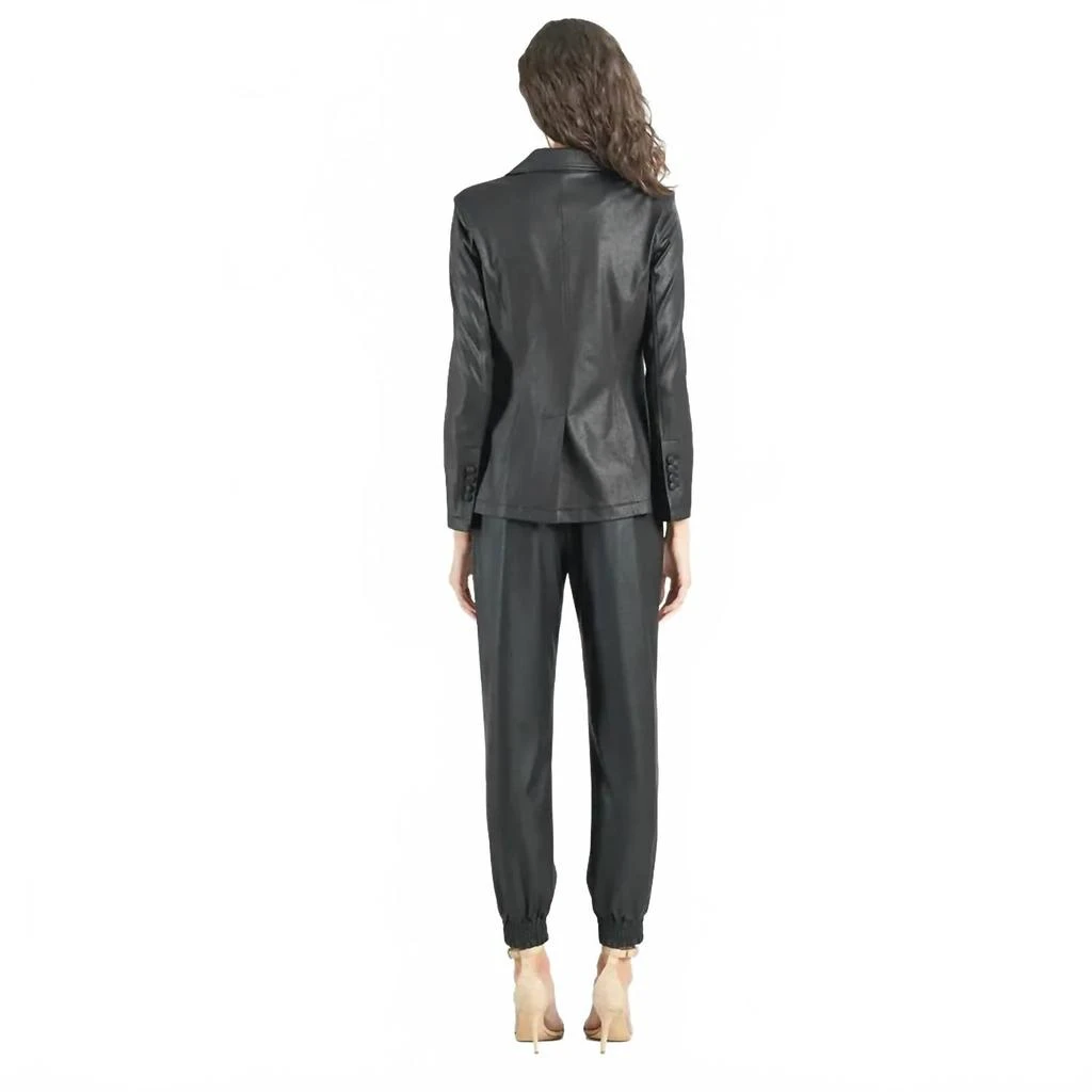 CLARA SUNWOO Liquid Leather Signature Pocket Blazer In Black 4