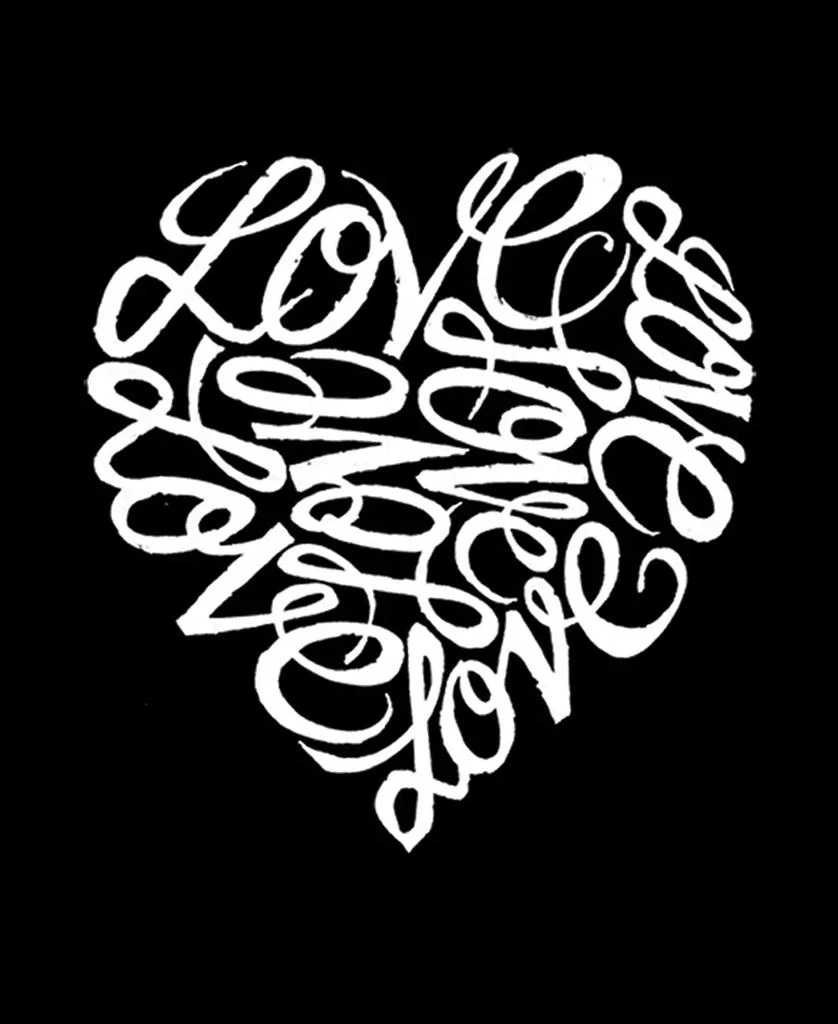 LA Pop Art Women's Word Art Cursive Heart T-Shirt 3