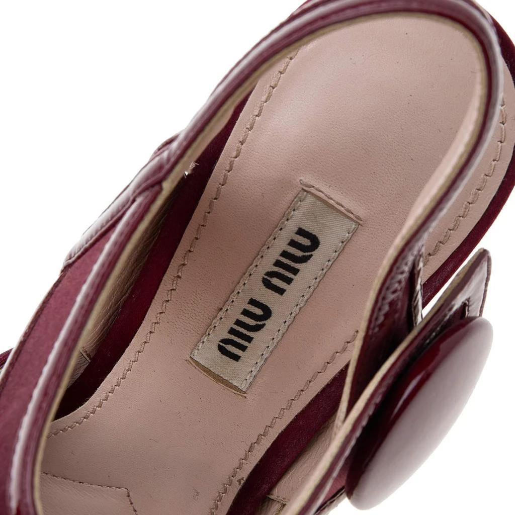 Miu Miu Miu Miu Burgundy Satin and Patent Leather Ankle Strap Sandals Size 36 7