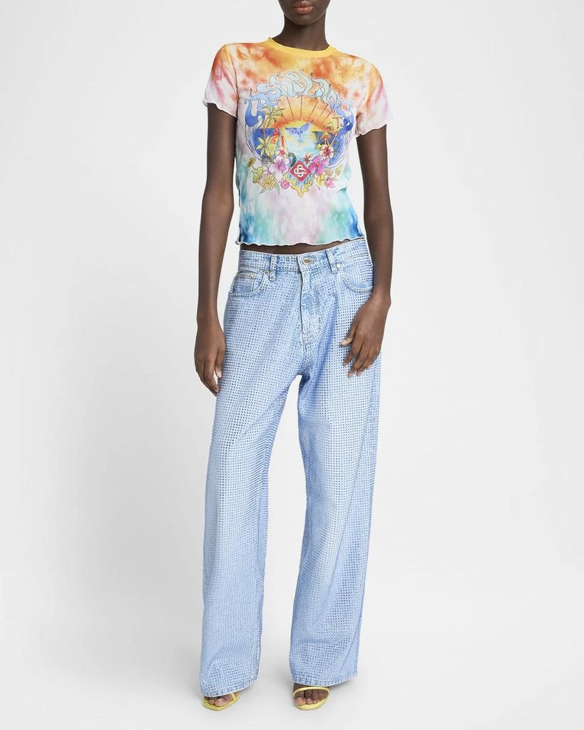 Casablanca Lettuce Hem Printed Mesh Tee 2