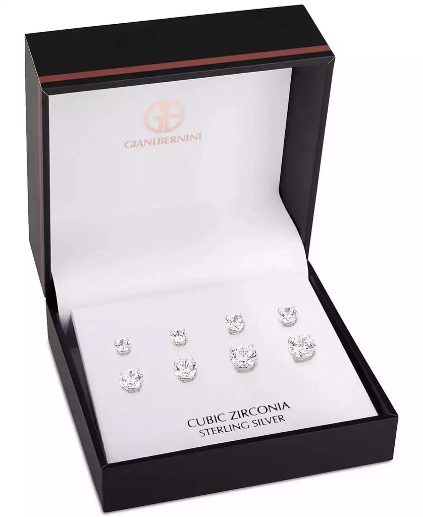 Giani Bernini 4-Pc. Set Cubic Zirconia Graduated Solitaire Stud Earrings in Sterling Silver, Created for Macy's 4