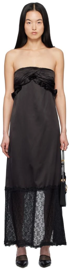 Kika Vargas Black Reed Maxi Dress 1