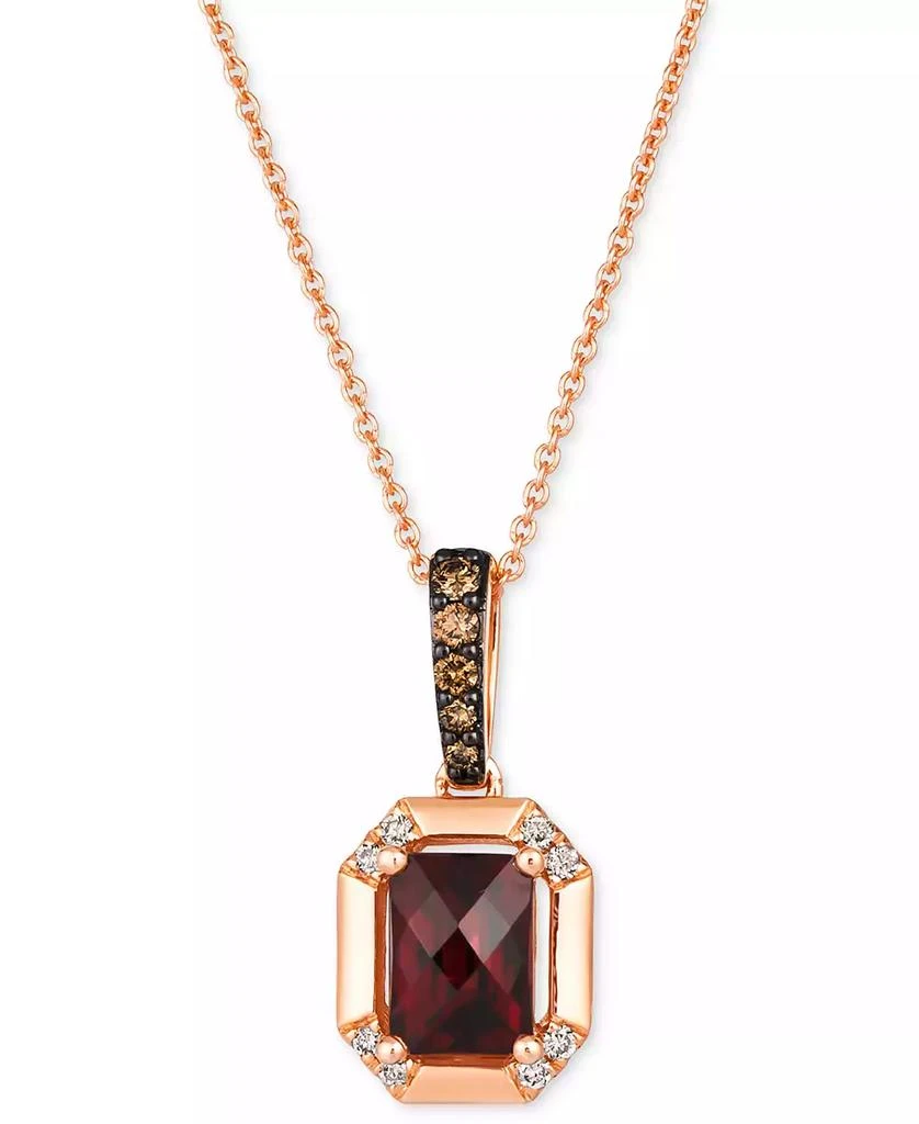 Le Vian Pomegranate Garnet (1-3/8 ct. t.w.) & Diamond (1/8 ct. t.w.) Pendant Necklace in 14k Rose Gold, 18" + 2" extender 1