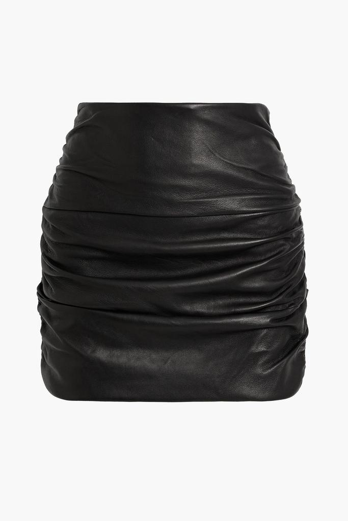 Michelle Mason Ruched leather mini skirt
