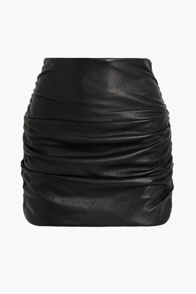 Michelle Mason Ruched leather mini skirt 1